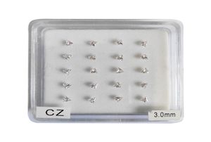 925 argent sterling 3mm trangle clair zircon cubique nez piercing bijoux nez broche 20pcspack4513167
