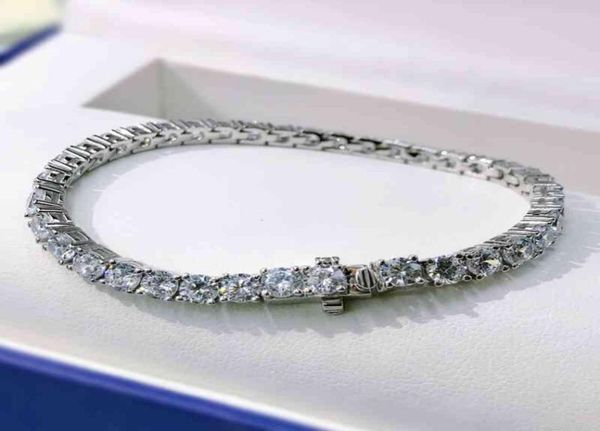 925 Sterling Silver 4 mm 16 cm 17cm 18 cm Tenis 18K Capado blanco creado brazalete de moissanite For Women Jewelry Party Gift1446456