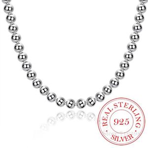 Collier en argent Sterling 925 pour femmes, chaîne de boules lisses de 4mm, 8mm, 10mm, bijoux de fiançailles et de mariage, tendance, goutte fdda225b