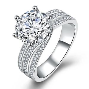 925 sterling zilver 5 Moissanite ring, Deluxe alle synthetische diamantzetting, diamanten ring, trouwring, damesring
