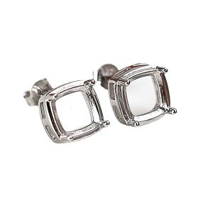 925 sterling zilver 6x6mm kussen gesneden semi-mount oorbellen voor vrouwen verloving bruiloft oorknopjes instelling trendy 100% fijne sieraden