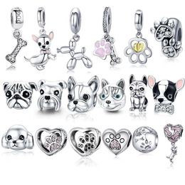 925 sterling zilver A Dog's Story Poedel Puppy Franse Bulldog Bead Charm Fit BISAER Charms Zilver 925 Originele armband 2203214