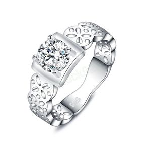 925 Sterling Silver AAA Zirkon Hollow Patter Ring For Women Fashion Wedding Engagement Party Gift Charm Jewelry