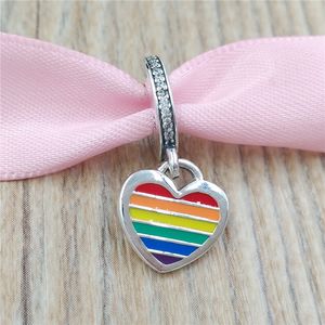 925 Sterling Silver Esthétique Bijoux Pandora Rainbow Pride Dangle Charm Bracelet Cheville DIY Cheville Bracelets Fabrication pour Femmes Collier Perles Hommes Kit ENG792017CZ17