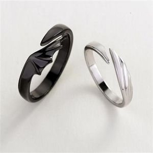 925 Sterling Silver Angel And Devil Couple Rings Original Creative Romantic Rings For Lovers Festival Jewelry261E