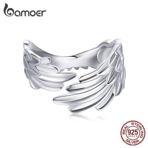 925 Sterling Silver Angel Wing Finger Ring Platinum Geplaatste verstelbare maat 6-9 Oorspronkelijke ontwerpring voor vrouwen SCR512 210512343Q