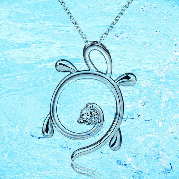 Collar con colgante de cadena de tortuga Animal de plata de ley 925 con joyería fina transparente Cz para regalos de San Valentín 2020 Q0531
