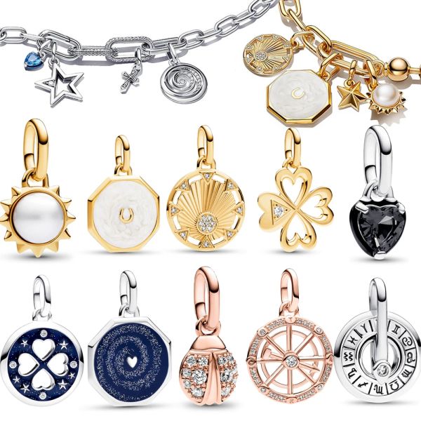 Plata de Ley 925 auténtica 1:1 Fashion Me Charm Fit PAN Me pulsera Chakra negro corazón Mini colgante Lucky Ladybug Bead colgante envío gratis