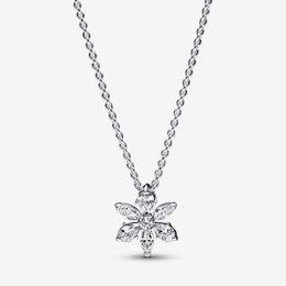 925 Sterling Zilver Authentieke Hanger Kettingen Zirkoon Bloem Vrouwen past pandora met Originele BOX Charms Verjaardagscadeau Kerst Sieraden N019