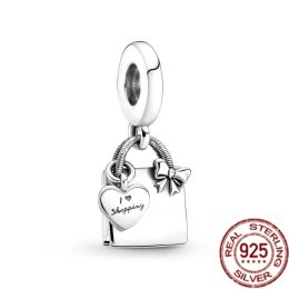 925 Sterling Silver Backpack Little House Bead Baby Teddy Bear Dange Charm Beads Fit Original Pandora Bracelet Diy Sieraden Gift