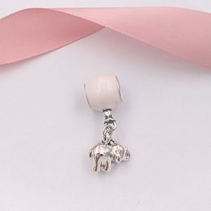 Perles en argent sterling 925 éléphant et ballon rose breloques suspendues s'adaptent aux bijoux de style européen Pandora Bracelets Collier AnnaJewel