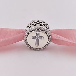 925 Sterling Silver kralen Faith Cross Charm Charms past Europese pandora -stijl sieraden armbanden ketting eng792016cz annajewel