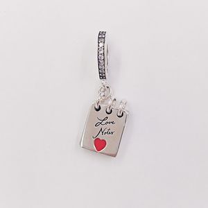 925 Cuentas de plata esterlina Love Notes Charm Clear Cz Crimson Red Enamel Charms Se adapta al estilo europeo de Pandora Pulseras de joyería Collar 797835CZ AnnaJewel