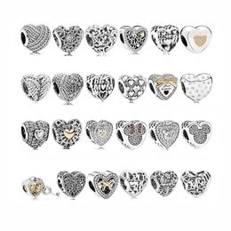 Cuentas de plata de ley 925 con diseño de ratón, serie de corazón de amor, compatible con pulsera Pandora o collar, colgantes, regalo para mujer