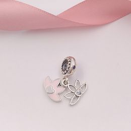 Perles en argent sterling 925 fleur de lotus sereine breloque suspendue convient aux bijoux de style européen Pandora bracelets collier AnnaJewel
