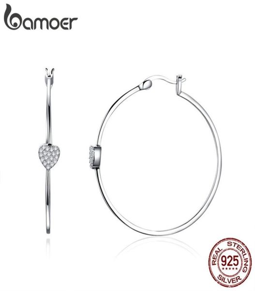 925 Sterling Silver Big Circle Love Heart Forma Clear Cz Drop Pendientes para mujeres Joyas de boda SCE518 2106244586283