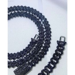925 Sterling zilver Zwart Moissanite Cubaanse kin Mooie zwarte Moissanite -armband zorgt voor hiphop -sieraden