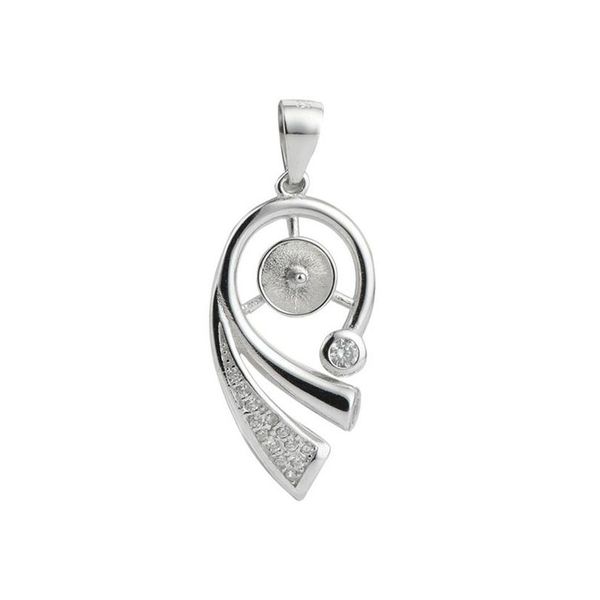 925 Silver Silver Blank Pendant Paramètres Base Cumbic Zirconia Pearl Résultats Bijoux de bricolage Faire 5 pièces244Q