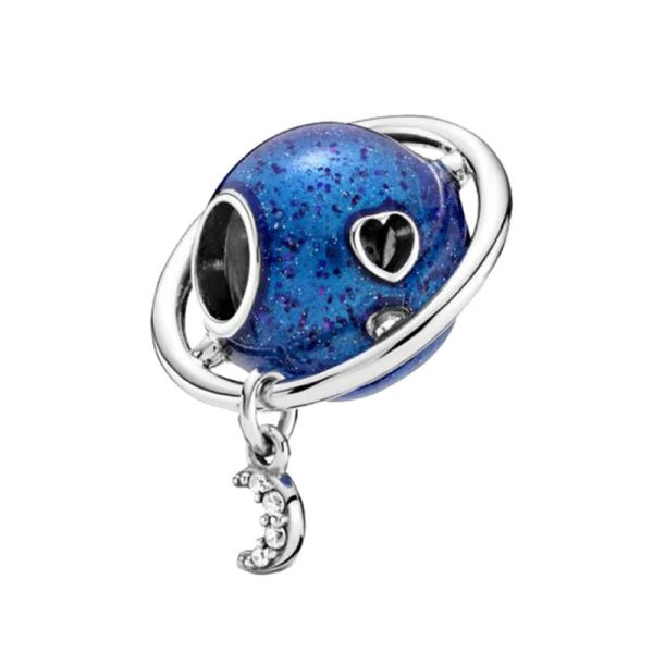 925 Sterling Silver Blue Clip Globe Globe Star Murano DIY Perle Fit Bracelet Femme Femmes Charmes Bijoux Accessoires