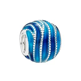 925 Sterling Silver Blue Swirl Beads Charm Vriendin Gift Sieraden Diy Accessoires Originele doos voor Pandora Bangle armbanden maken Charms Set