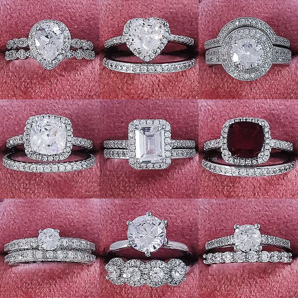 Juego de anillos de boda grandes en negrita de Plata de Ley 925 para mujeres nupciales compromiso dedo africano regalo de Navidad joyería