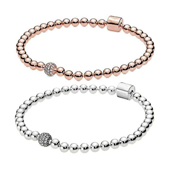 925 Sterling Silver Bracelet Perlé Strands Pavé Perle Bracelets fit Pandora Femmes Designer Mode Bijoux De Luxe Cadeaux Avec Boîte D'origine