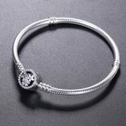 925 Bracelet en argent sterling Bloom floral émaillé fermoir pour pandora joelry charme bracelet box d'origine femmes bracelets de mariage 339o