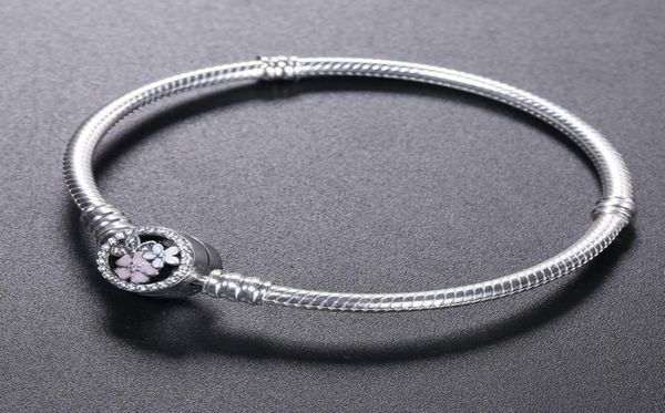 925 Sterling Silver BRACELET bloom fleur émail fermoir pour bijoux bracelet à breloques boîte originale femmes bracelets de mariage9654999