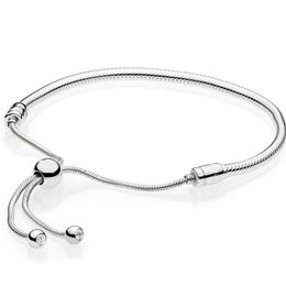 925 Bracelet en argent Sterling Moments fermoir coulissant ajuster Pan Bracelet Bracelet ajustement femmes perle charme bricolage Europe bijoux CX200623330E