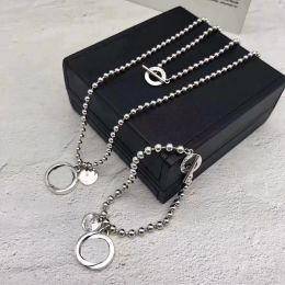 Pulsera de plata de ley 925, nuevo conjunto de joyería de personalidad Simple, collar, collares con dijes de plata de alta calidad, conjunto de collar