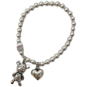 925 bracelets en argent Sterling pour femmes chaîne perles accessoires tendance Vintage Simple mignon ours coeur pendentif bijoux de fête