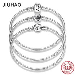 925 Bracelets en argent sterling Chaîne de serpent de forme ronde pour femmes accessoires de mode