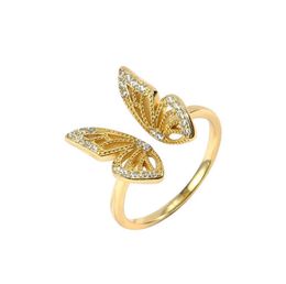 925 Sterling Zilveren Vlinder Witte Geboortesteen CZ Ring Uitbreidbare Open Ringen Verstelbare voor Vrouwen Mode-sieraden5929182