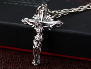 Pendentif Crucifix catholique en argent Sterling 925 pour homme, rétro, Antique, prière, bijoux religieux, 7111532