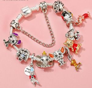 925 Sterling Silver Charm Bead Fit Europese bedelarmbanden Bangle voor vrouwen Cartoon Cat Bear Tiger Scarecrow Dange Charm Beads Snake Chain Fashion Sieraden