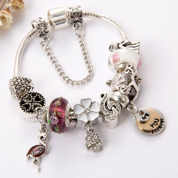 Abalorio de plata de ley 925 compatible con pulseras Pandora europeas para mujer, DIY, cisne, princesa, calabaza, coche, cinco pétalos, cuentas de flores, cadena de serpiente, joyería de moda