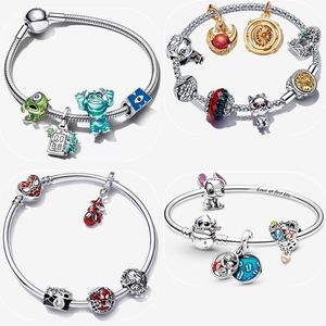 925 Sterling Silver Charm Designer Bracelets pour femmes Bijoux de luxe DIY Fit Pandoras Disnes Spider Bracelet Set Fête de Noël Cadeau de vacances avec boîte wAF1Q