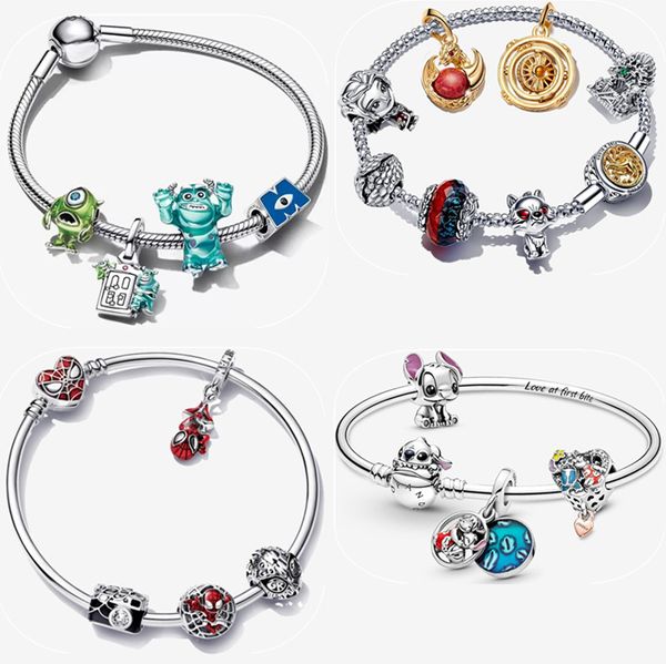 Bracelets de créateurs de charme en argent sterling 925 pour femmes bijoux de luxe bricolage ajustement disnes bracelet araignée ensemble cadeau de vacances de fête de Noël avec boîte en gros
