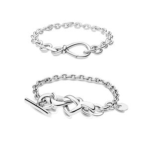 Charme en argent sterling 925 pour Pandora DIY Accessoires Série Fête des Mères Symbole Éternel Réglable Amoureux Coeur Bracelet Entrelacé
