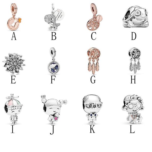 925 Sterling Silver Charm pour Pandora Nouvelles Filles Perles De Cuivre Garçons DIY Accessoires Arbre Généalogique Pendentif Or Rose Rêve Net Perles