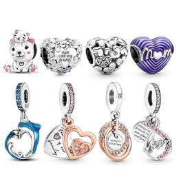 La perle de la fête des mères en argent sterling 925 convient au pendentif primitif DIY Mode Pandora Fabrication de bijoux Bracelets Femmes Livraison gratuite