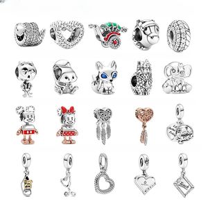 Charme en argent sterling 925 or rose trois plumes verticales réseau de rêve renard lapin bricolage perles en vrac bijoux Pandora accessoires de mode livraison gratuite