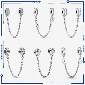 925 Sterling Silver Charm Bracelet Femme Bijoux DIY Original DIY Pandora Charm Star Moon Butterfly Safe Chain Beads Livraison Gratuite