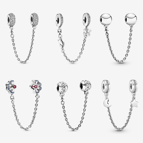 Breloques en argent Sterling 925, perles originales, papillon, fleur, étoile, chaîne de sécurité, adaptées aux bracelets Pandora, bijoux à faire soi-même pour femmes, livraison gratuite