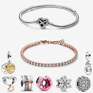 925 sterling zilveren bedels armbanden hart diamant slang bot ketting DIY fit pandora armband ketting hanger kralen vrouwen vakantie ontwerper sieraden cadeau