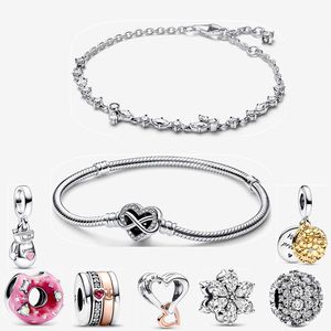 925 breloques en argent sterling diamant bracelets chaîne en os de serpent évider pendentif perles bricolage fit Pandora bracelet bijoux collier femmes fête designer cadeau