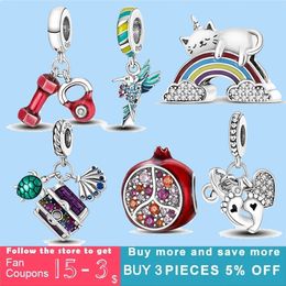 925 Sterling Silver Charms voor sieraden maken voor Pandora kralen Groothandel Positionele clip Cartoon Mouse Cherry Blossoms