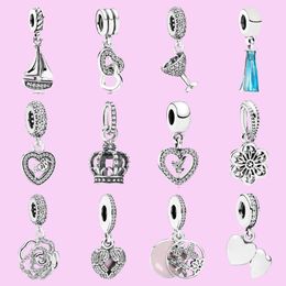 Dijes de plata de ley 925 para la fabricación de joyas para pulsera de cuentas de pandora White Wave Murano Glass Ladies charm set
