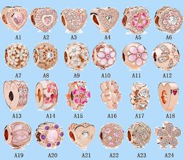 925 Sterling Silver Charms voor Pandora Jewelry Beads Rose Gold Magnolia Heart Beads Diy Fit Original Europeaan