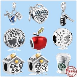 925 Sterling Silver Charms For Pandora Jewelry kralen huis Family Boy Girl Tree Apple Charm Bead Pendant